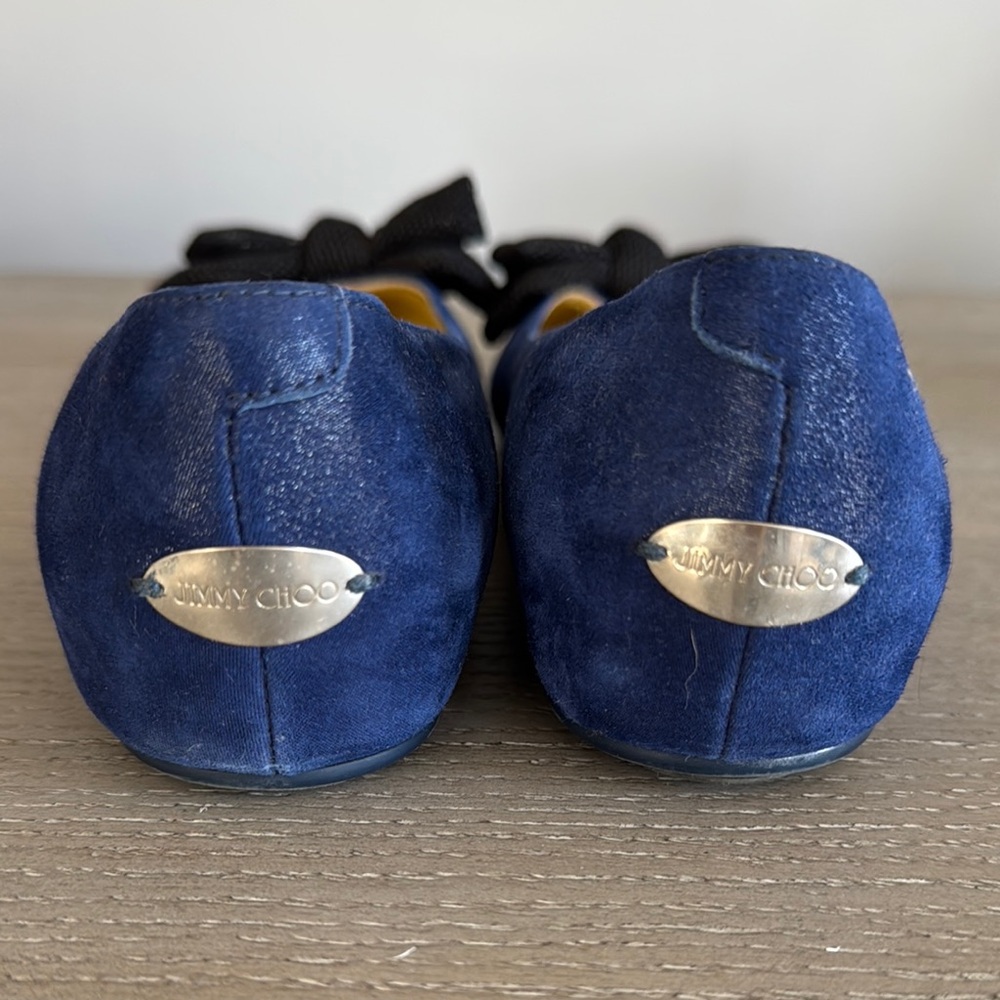 Jimmy Choo Blue Ballet Flats with Bow - Picture 5 of 5